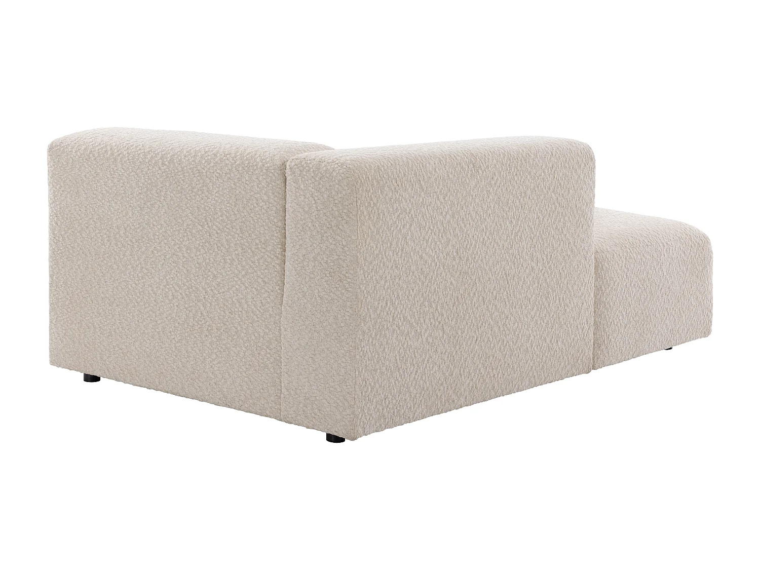Chaise longue links met armleuning in beige chenillestof - TORISO