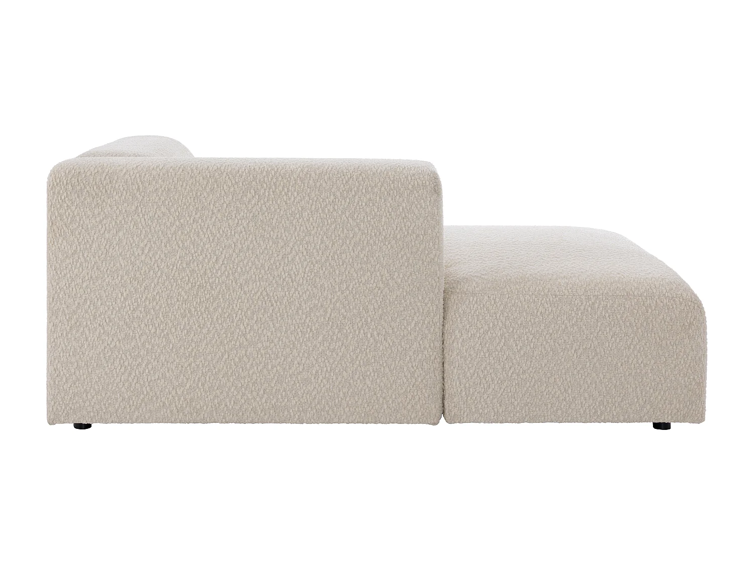 Chaise longue links met armleuning in beige chenillestof - TORISO