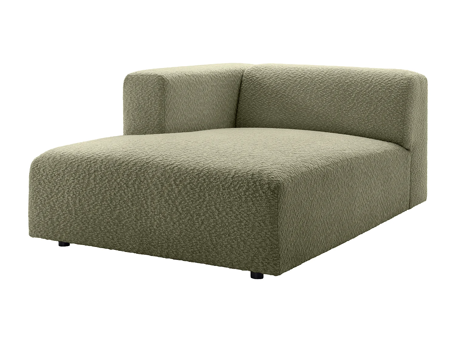 Méridienne gauche avec accoudoir en tissu chenille vert TORISO