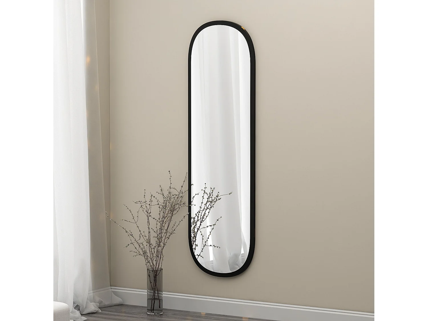 Elegant Svart Träspegel "Magnum" - 40 x 120 cm - Modern & Klassisk Stil