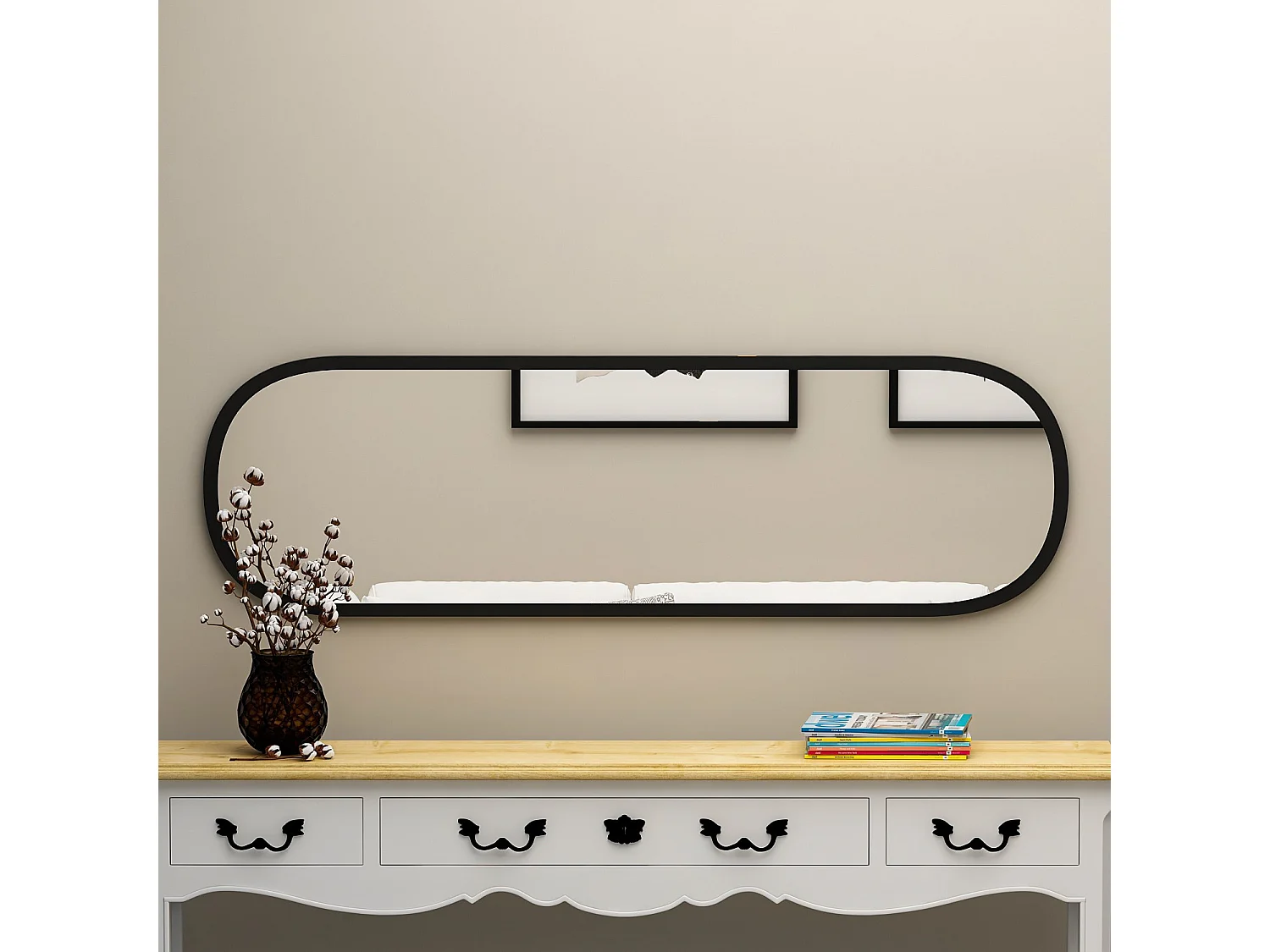 Miroir en bois "Magnum" - 40 x 120 cm - Noir