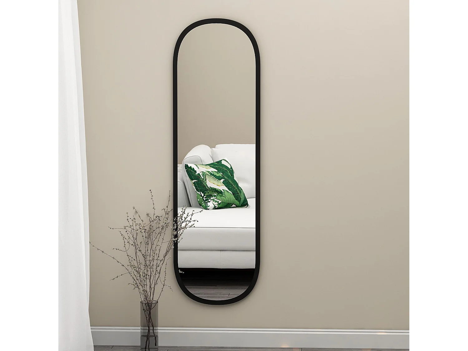 Miroir en bois "Magnum" - 40 x 120 cm - Noir