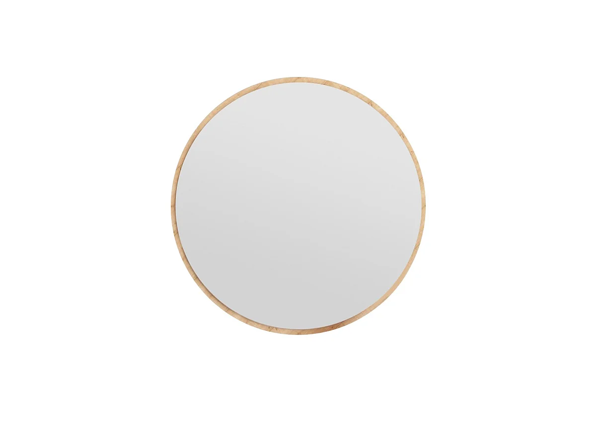 "Ozze" Träspegel - Rund Form - 60 x 60 cm - Beige