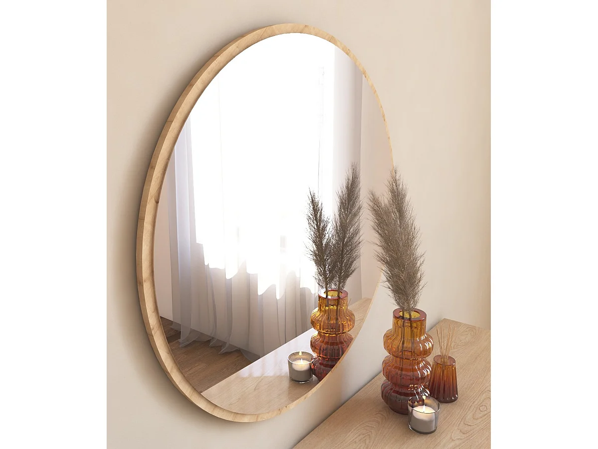 Miroir en bois "Ozze" - 60 x 60 cm - Beige