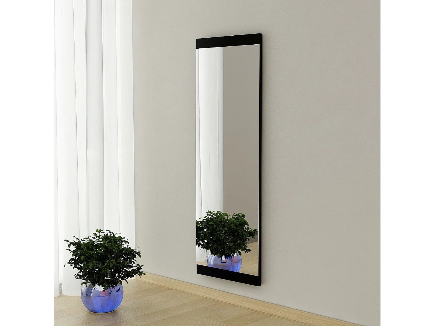 "Azus Träspegel - 40 x 120 cm - Svart, Mångsidig Design, Stabil Konstruktion"