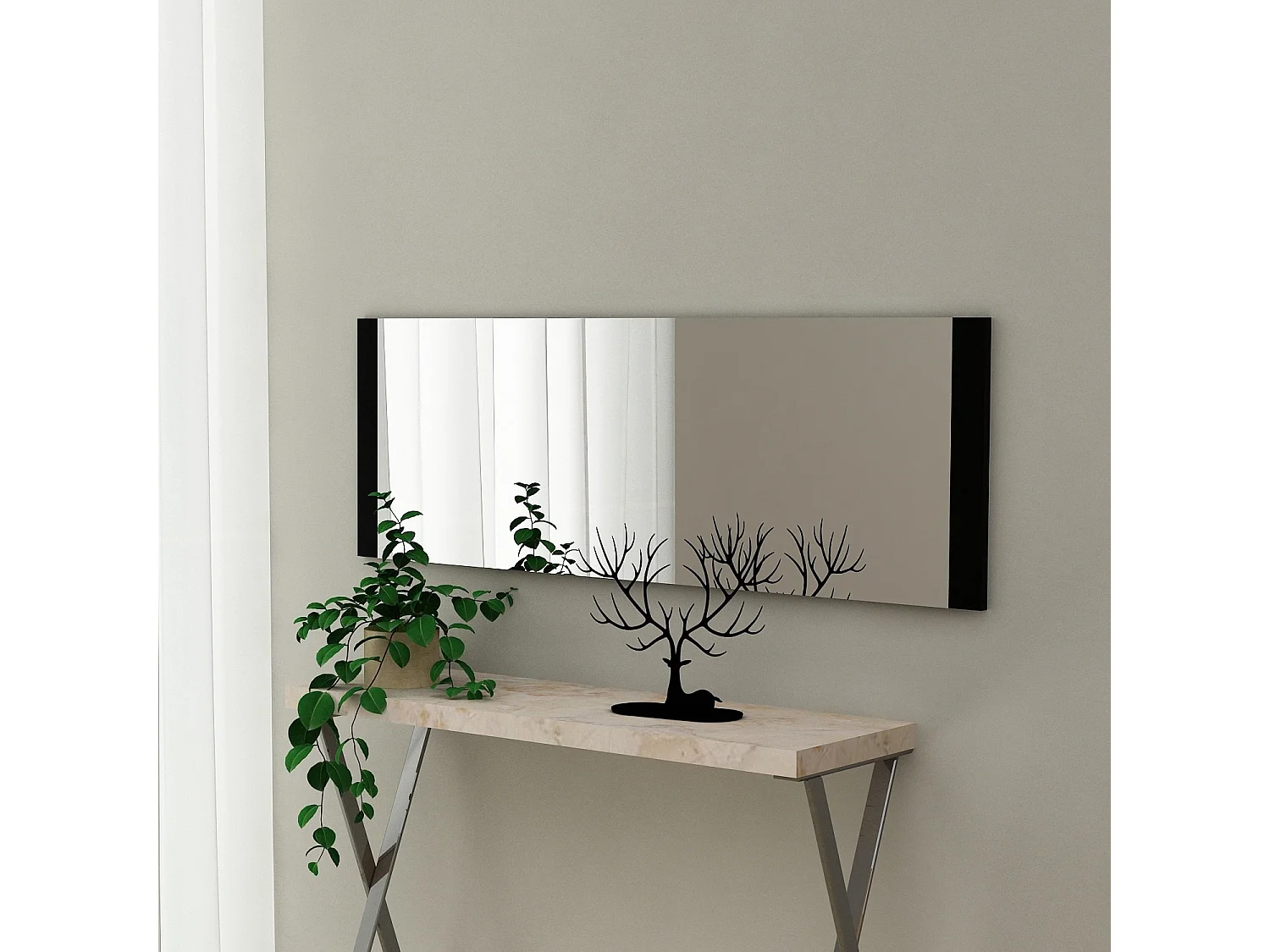 "Azus Träspegel - 40 x 120 cm - Svart, Mångsidig Design, Stabil Konstruktion"