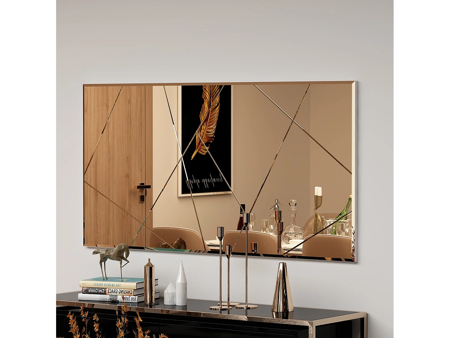 "Orezo" Träspegel - 120 x 60 cm - Brons, Mångsidig Design, Stabil Konstruktion