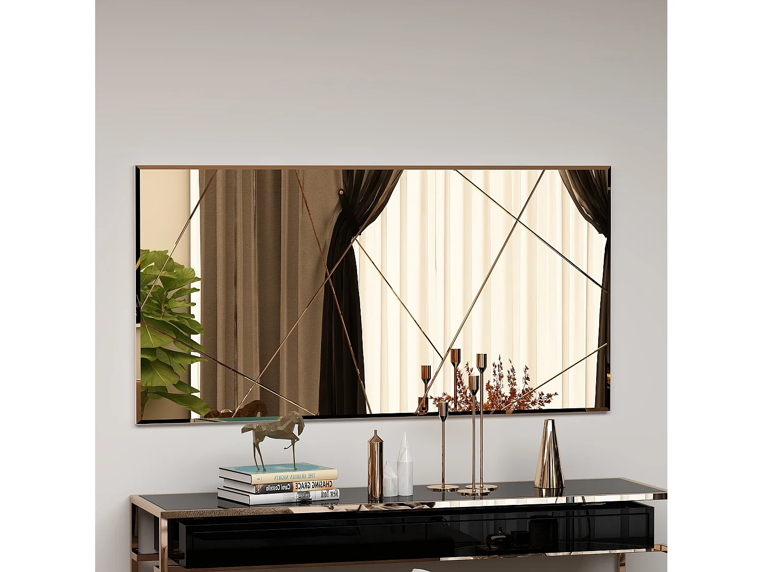 "Orezo" Träspegel - 120 x 60 cm - Brons, Mångsidig Design, Stabil Konstruktion