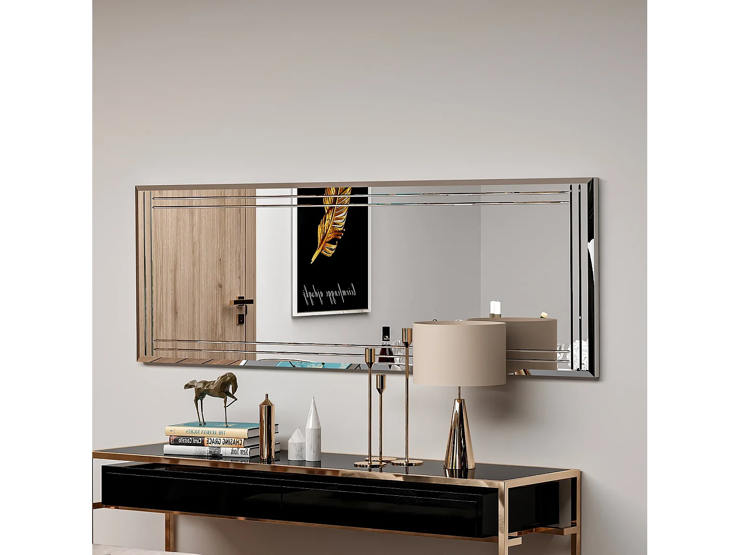 "Specchio in legno Buhem - Bianco, 40 x 120 cm, Design Versatile, Resistente e Pratico"
