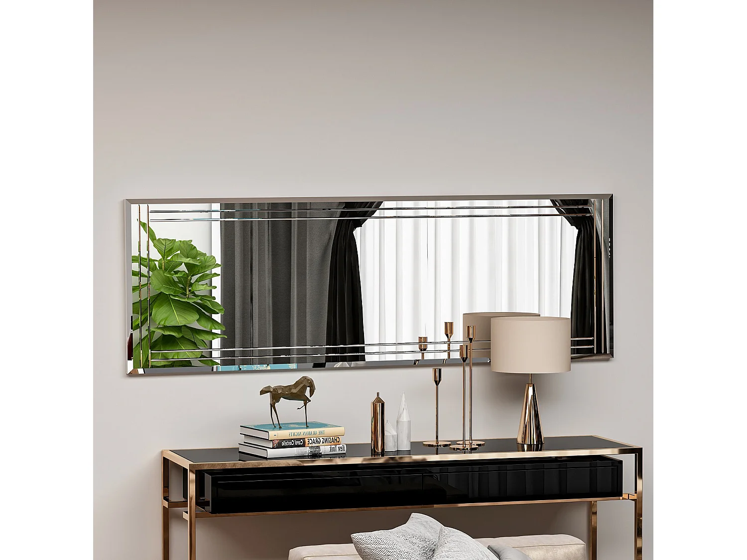 "Specchio in legno Buhem - Bianco, 40 x 120 cm, Design Versatile, Resistente e Pratico"
