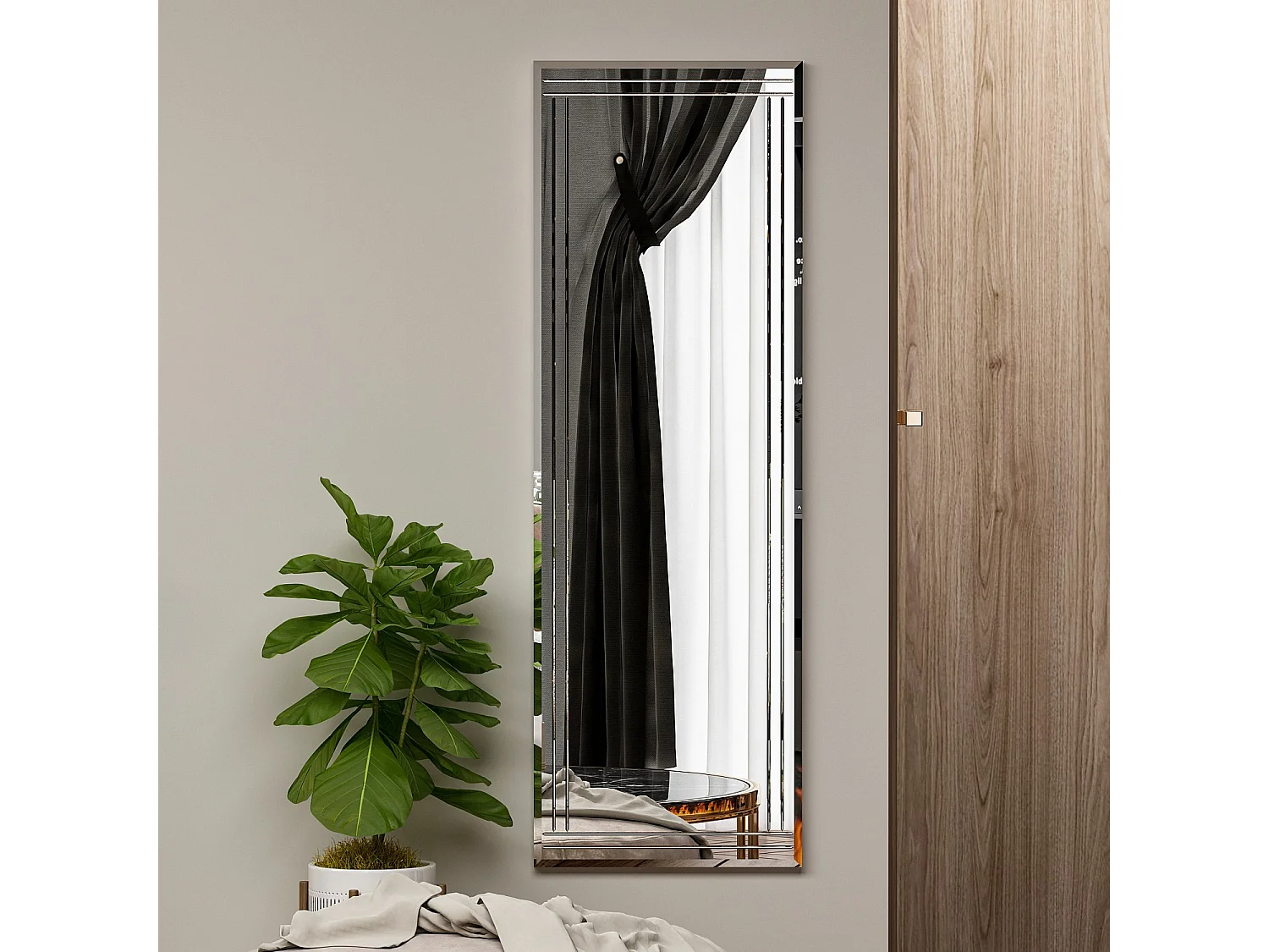 "Specchio in legno Buhem - Bianco, 40 x 120 cm, Design Versatile, Resistente e Pratico"