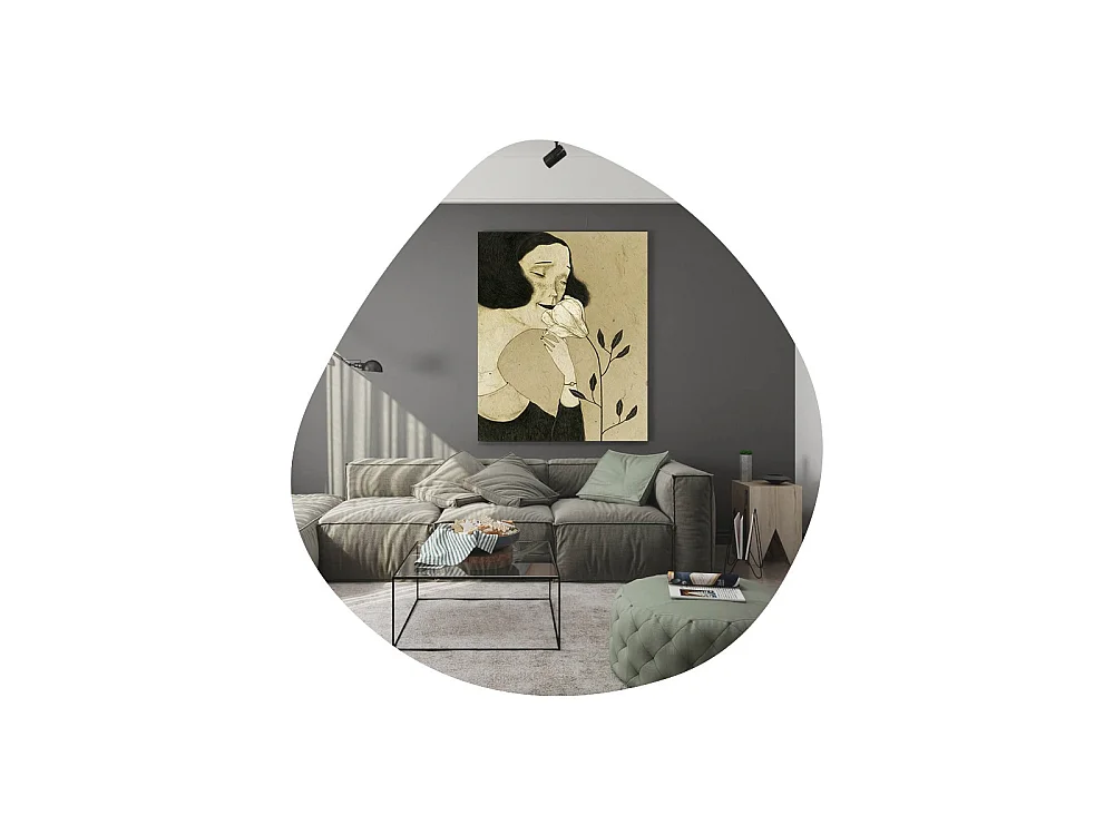 "Besso" Träspegel - 60 x 60 cm - Svart Organisk Design