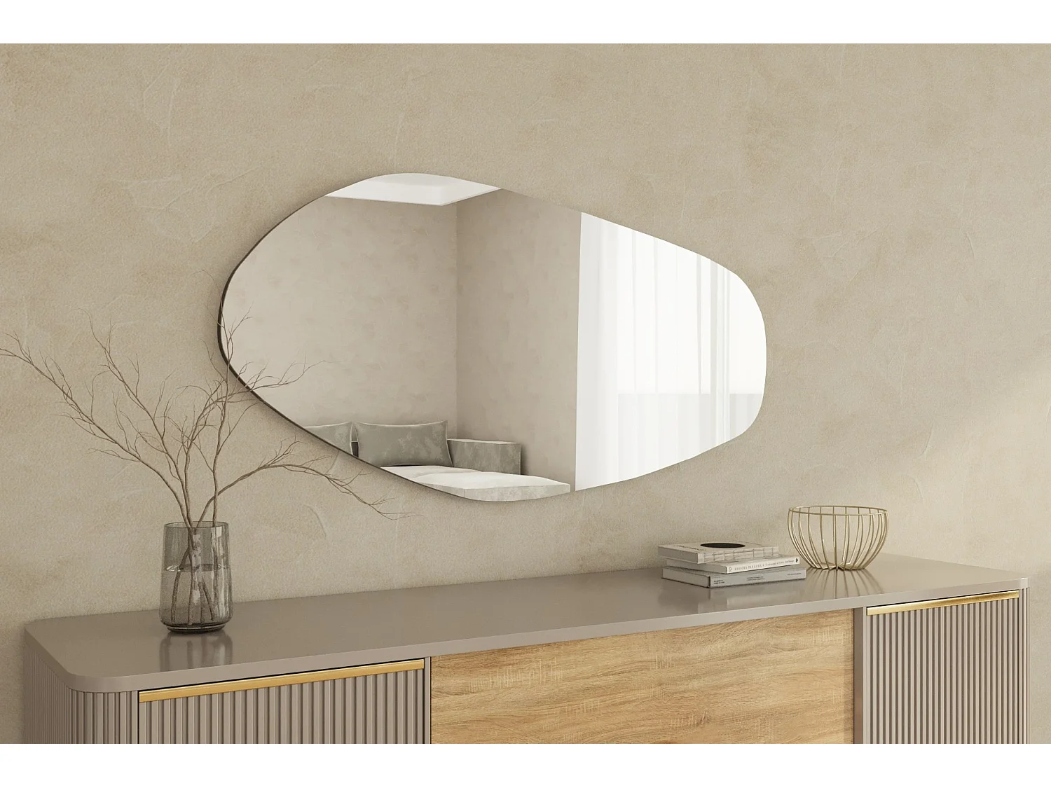 "Bella" Träspegel - 60 x 120 cm - Svart Organisk Design