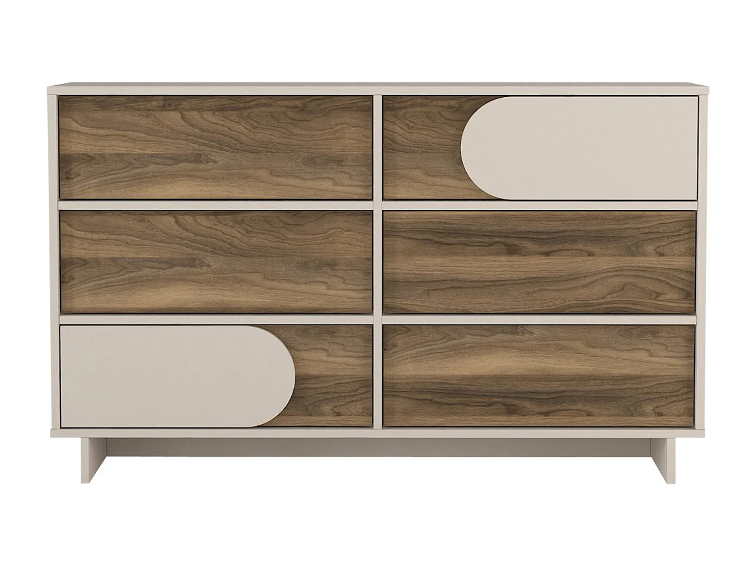 Commode 6 tiroirs - Beige et naturel foncé - DIPOVA