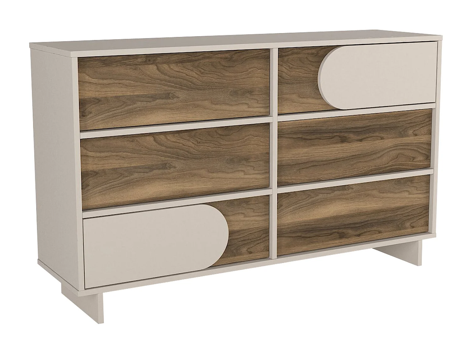 Commode 6 tiroirs - Beige et naturel foncé - DIPOVA