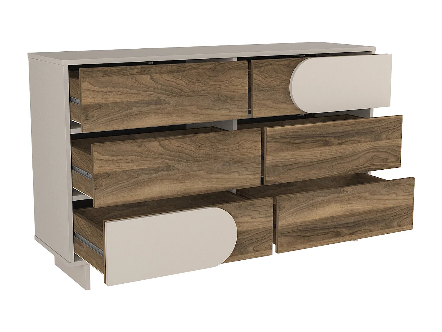 Commode 6 tiroirs - Beige et naturel foncé - DIPOVA