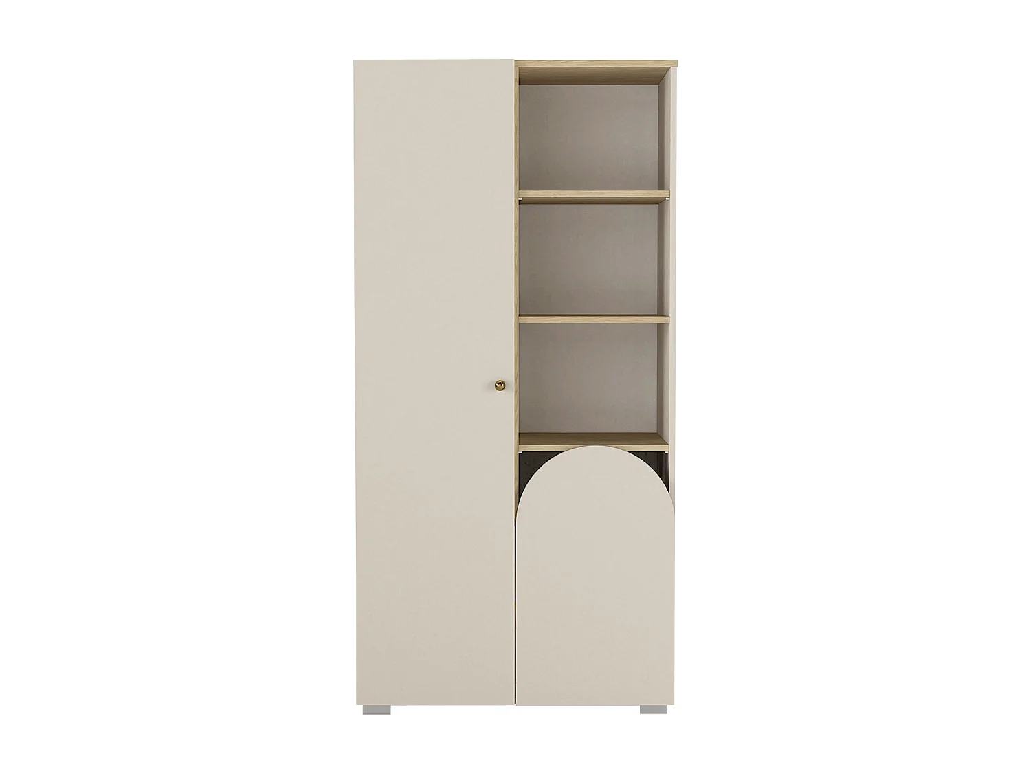 Armoire 2 portes et 3 niches - Beige et naturel clair - CARIODA