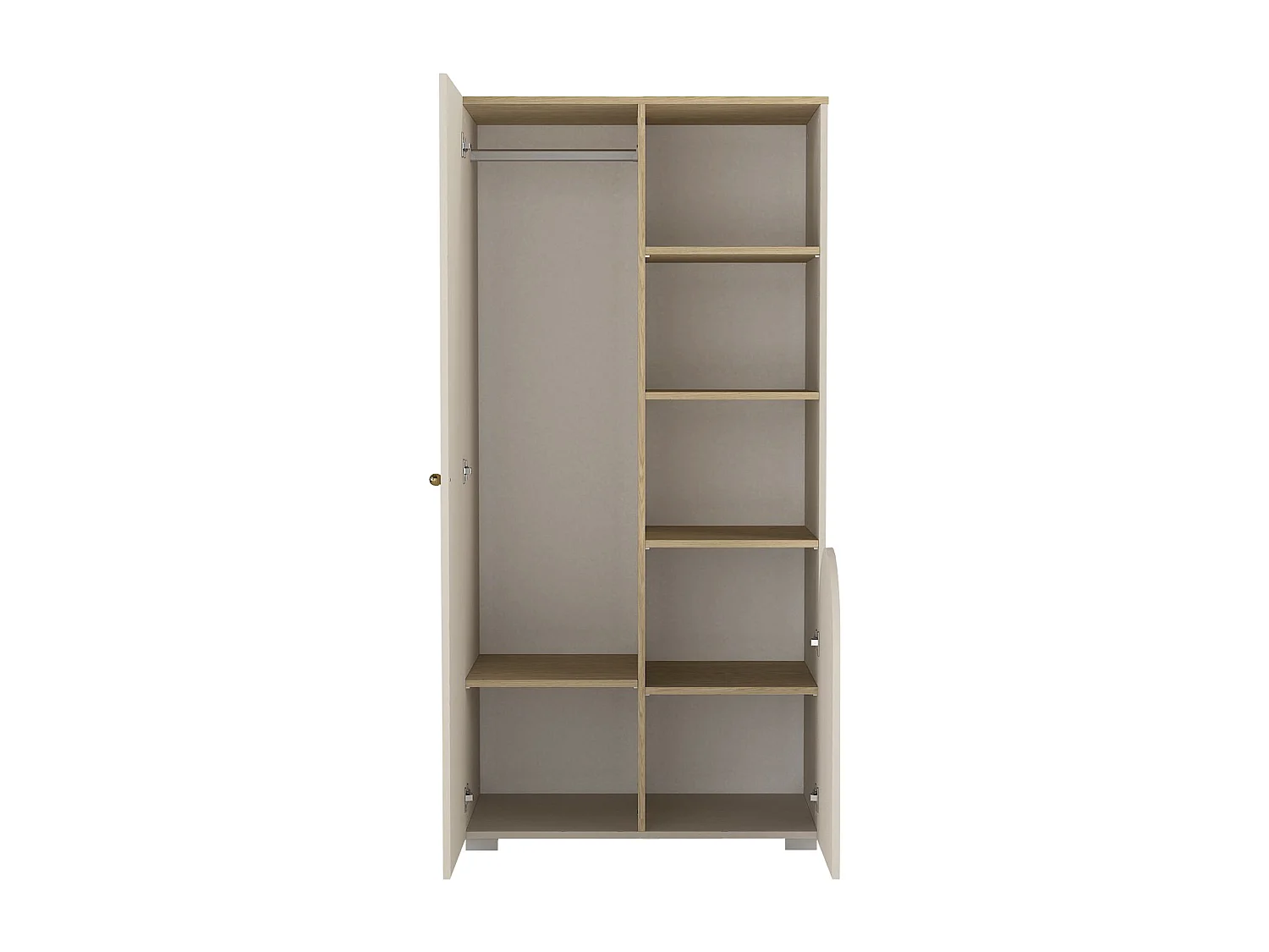 Armoire 2 portes et 3 niches - Beige et naturel clair - CARIODA