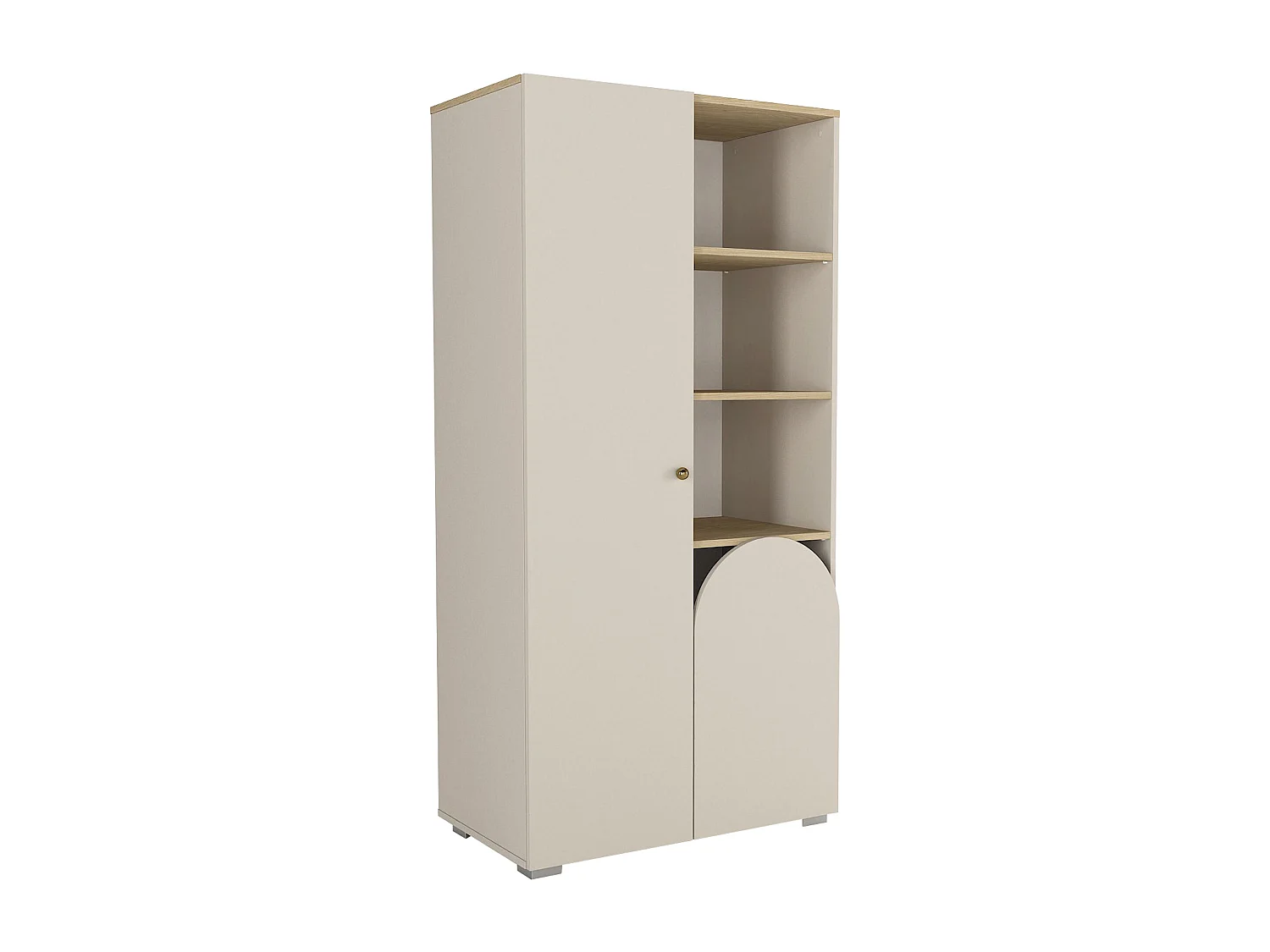 Armoire 2 portes et 3 niches - Beige et naturel clair - CARIODA