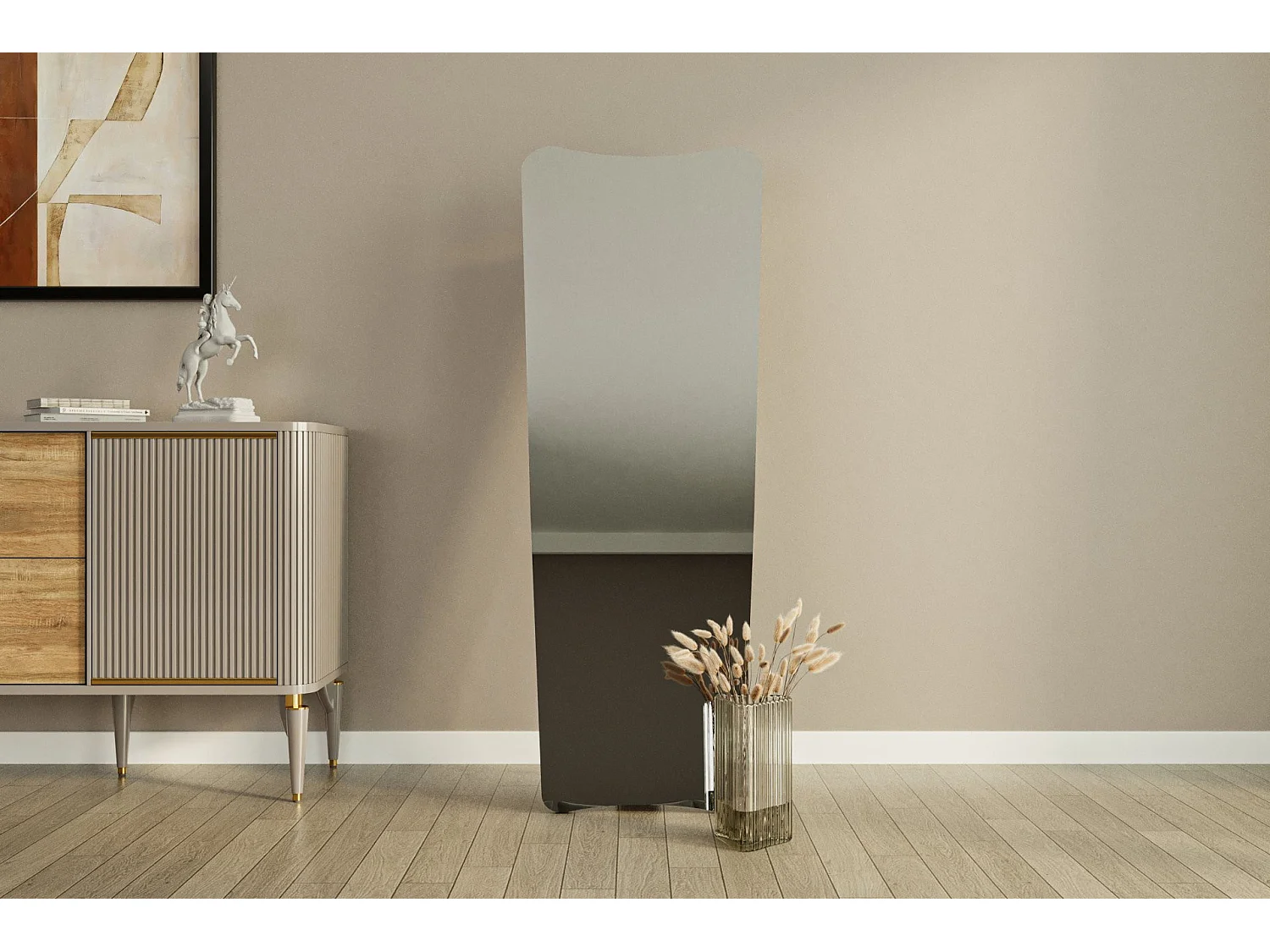 Vitros" houten spiegel - 55 x 150 cm - Zwart