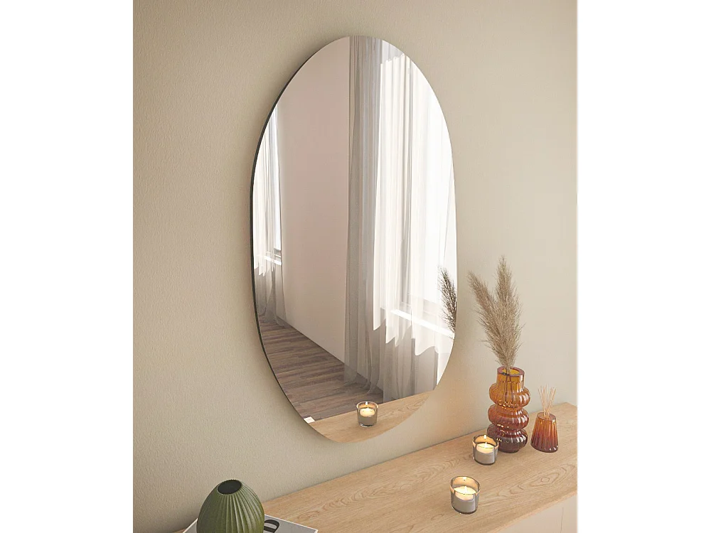 "Vanomi" Träspegel - 52 x 89 cm - Svart Organisk Design