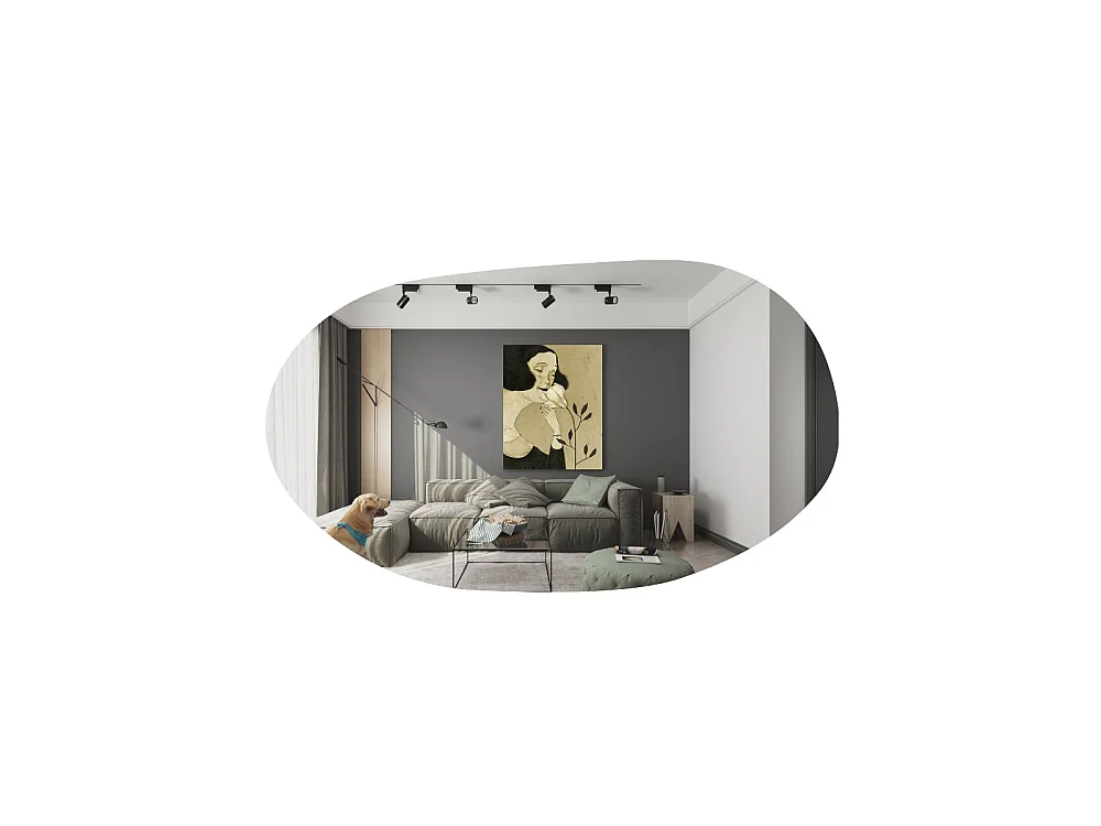 "Vanomi" Träspegel - 52 x 89 cm - Svart Organisk Design