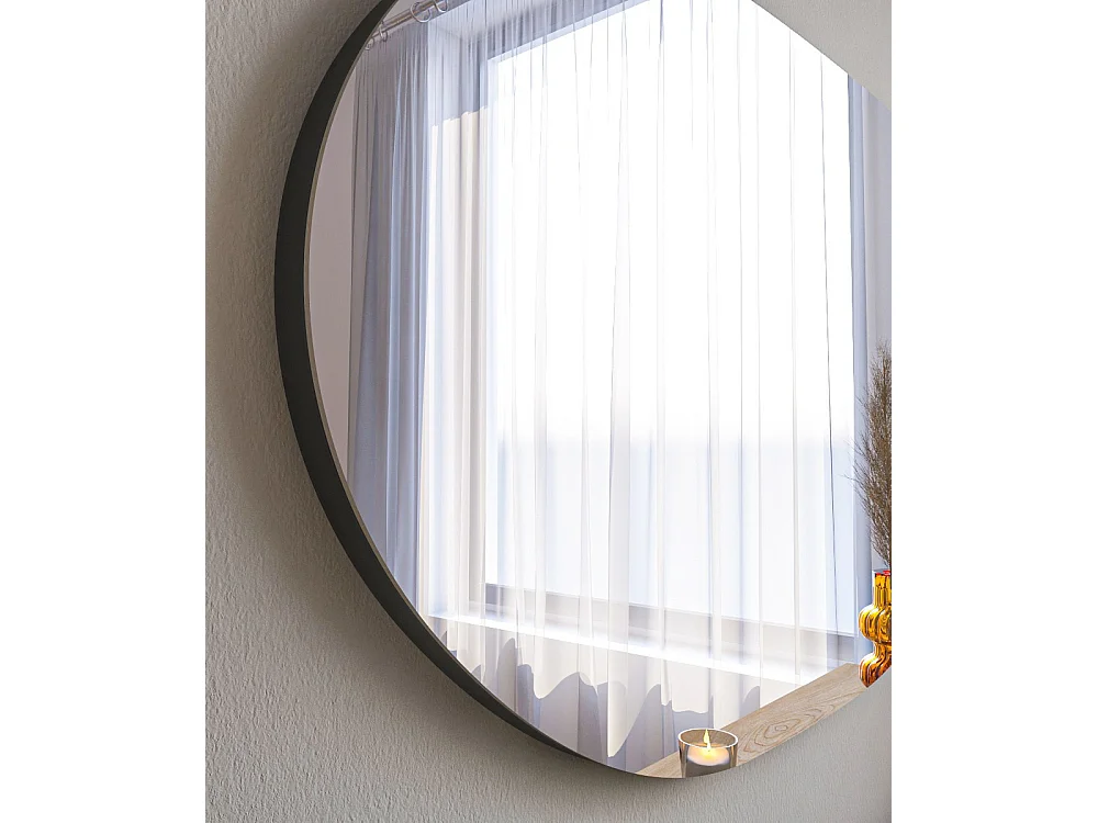 "Vanomi" Träspegel - 52 x 89 cm - Svart Organisk Design