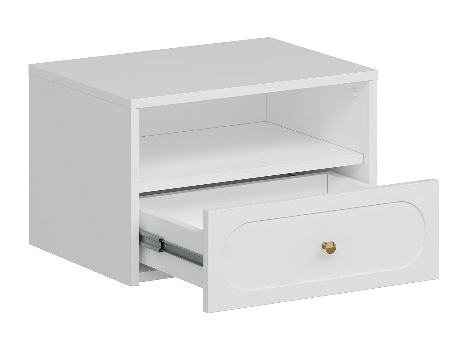 Table de chevet suspendue - 1 tiroir et 1 niche - Avec leds - Blanc -  POTIMA