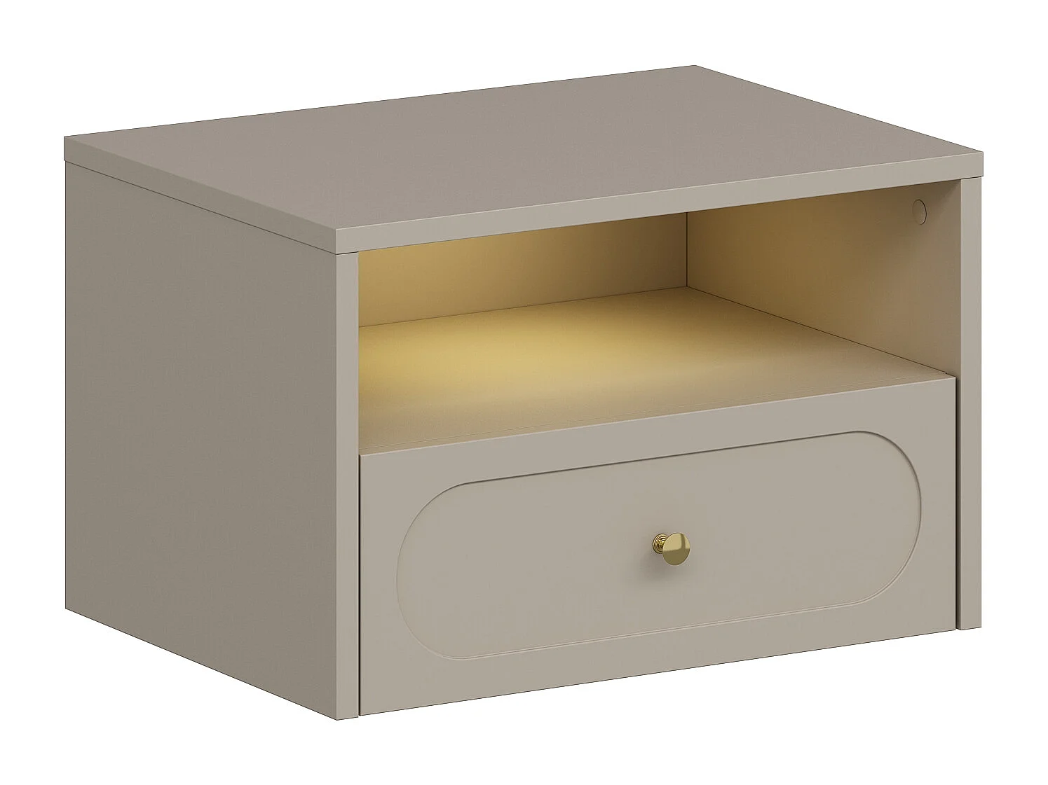 Table de chevet suspendue - 1 tiroir et 1 niche - Avec leds - Beige -  POTIMA