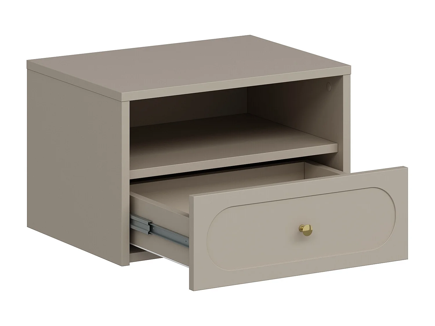 Table de chevet suspendue - 1 tiroir et 1 niche - Avec leds - Beige -  POTIMA