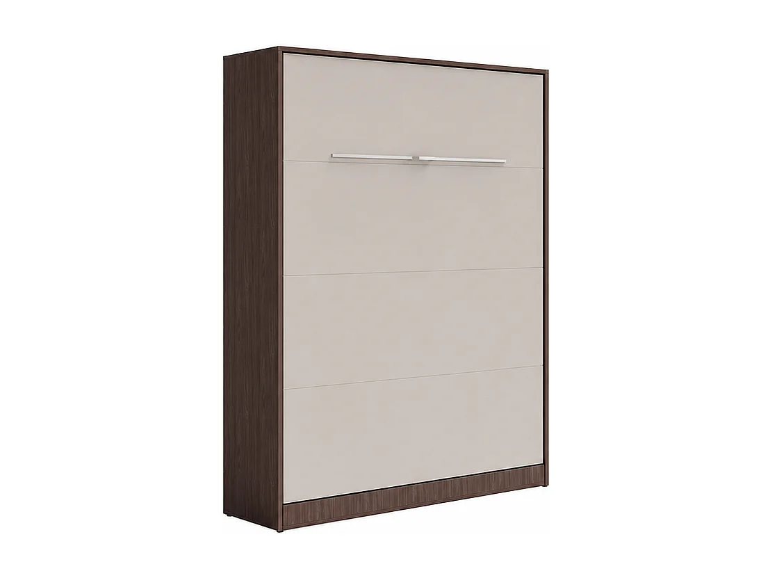 Lit escamotable 160 x 200 cm - Ouverture verticale manuelle - Coloris : Naturel foncé et beige - RAPILI