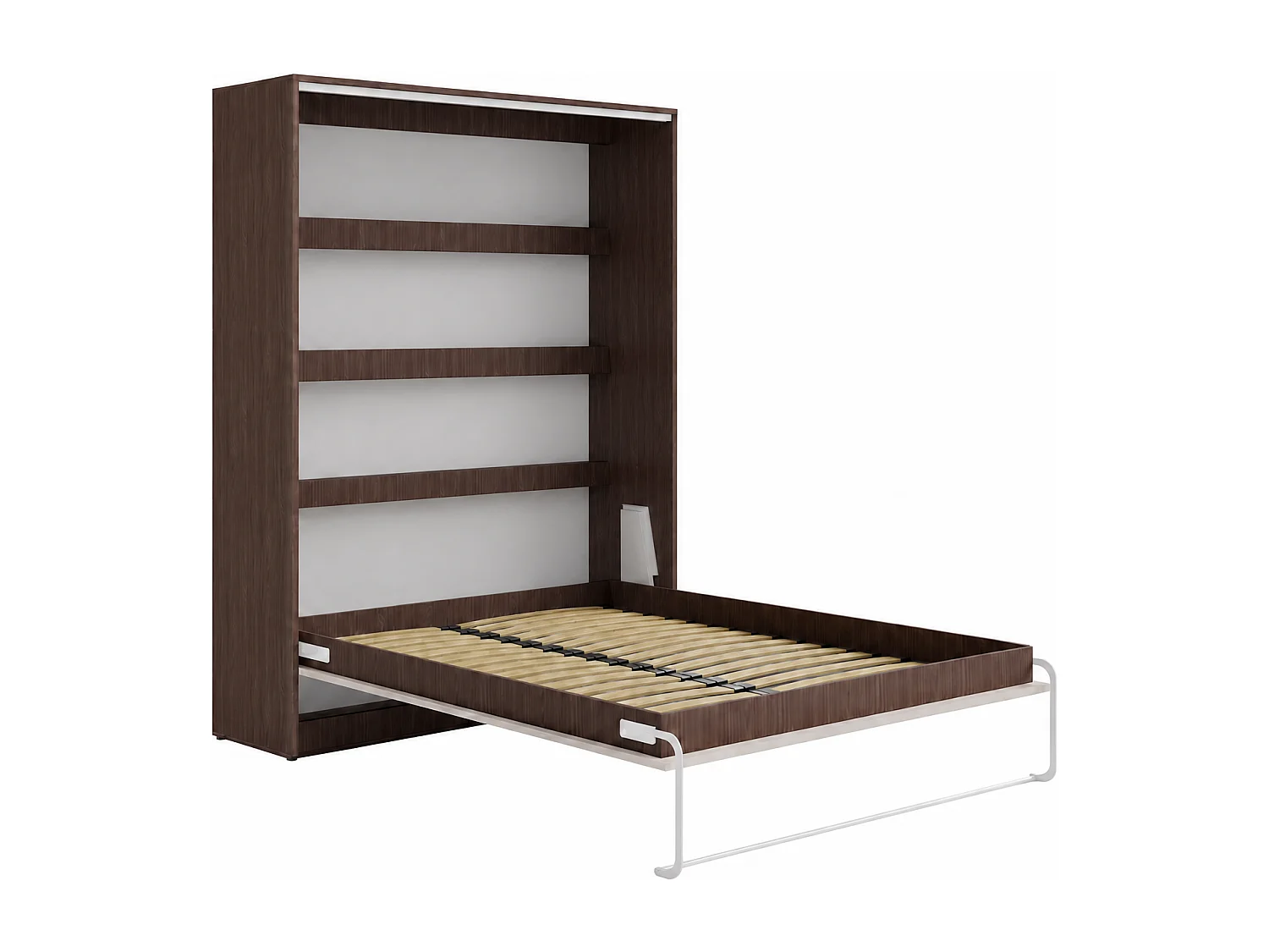 Lit escamotable 160 x 200 cm - Ouverture verticale manuelle - Coloris : Naturel foncé et beige - RAPILI