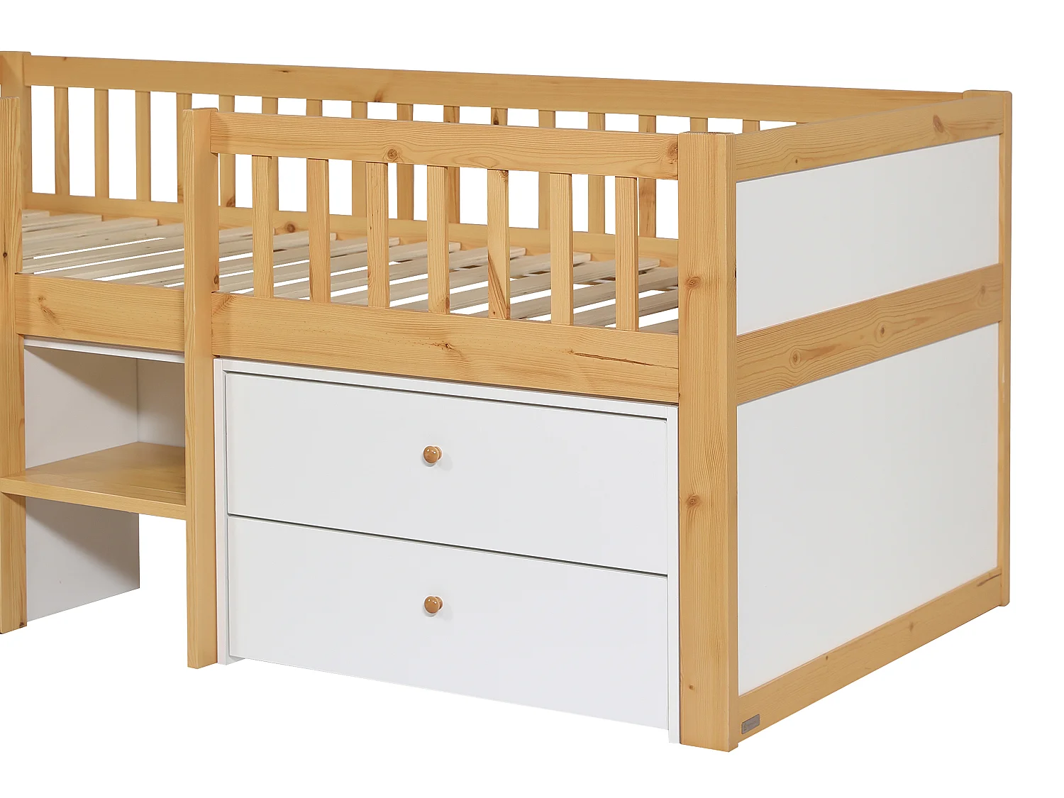Lit 90 x 200 cm avec rangement – Coloris : Naturel et blanc - ZALERIO