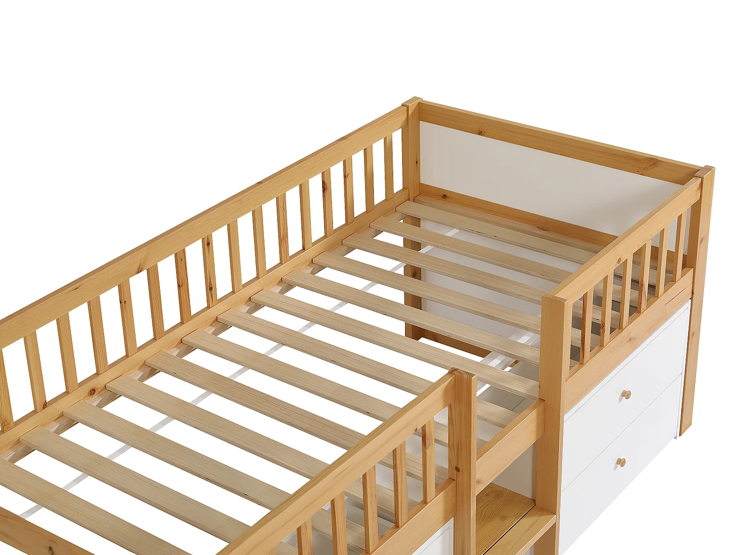Lit 90 x 200 cm avec rangement – Coloris : Naturel et blanc - ZALERIO