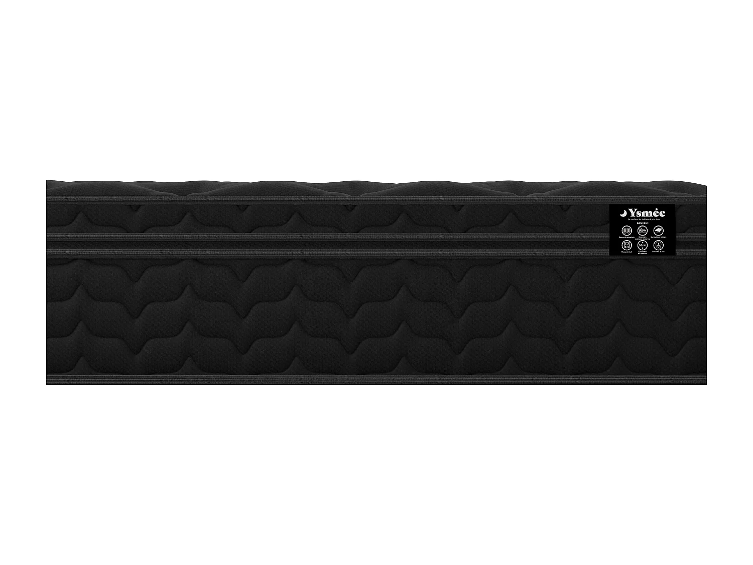 Ensemble 140 x 190 cm sommier coffre blanc + matelas hybride ressorts ensachés, surmatelas intégré et coutil noir ép.30cm - GAMIANI de YSMÉE