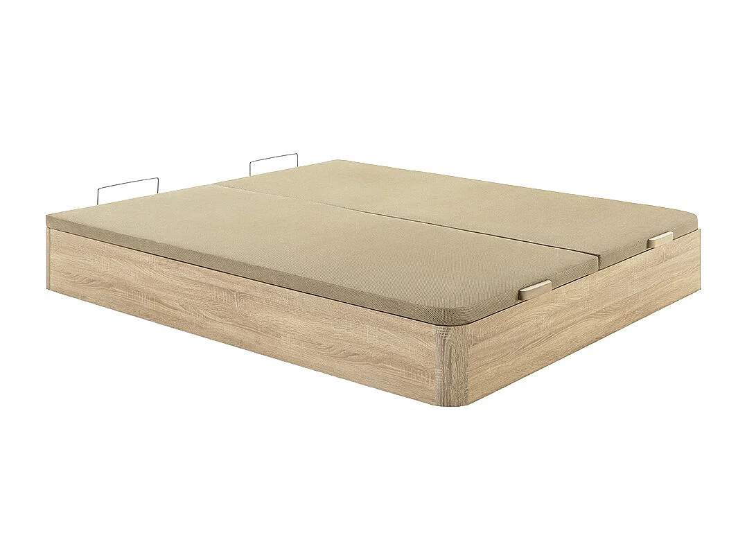 Ensemble 180 x 200 cm sommier coffre naturel clair + matelas hybride ressorts ensachés, surmatelas intégré et coutil noir ép.30cm - GAMIANI de YSMÉE