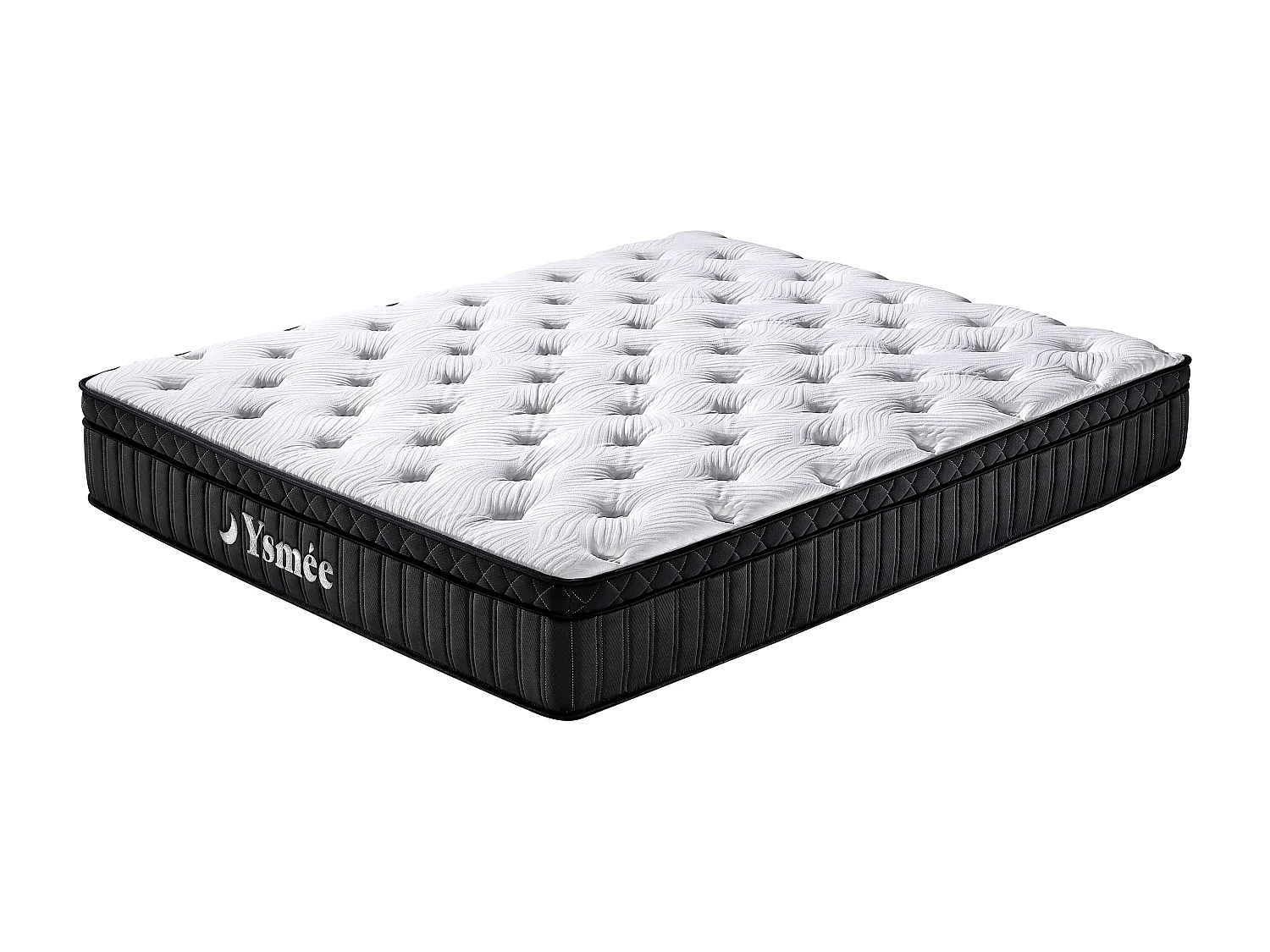 Ensemble 180 x 200 cm sommier coffre blanc + matelas hybride ressorts ensachés 5 zones et mémoire de forme ép.30cm - TAVILI de YSMÉE