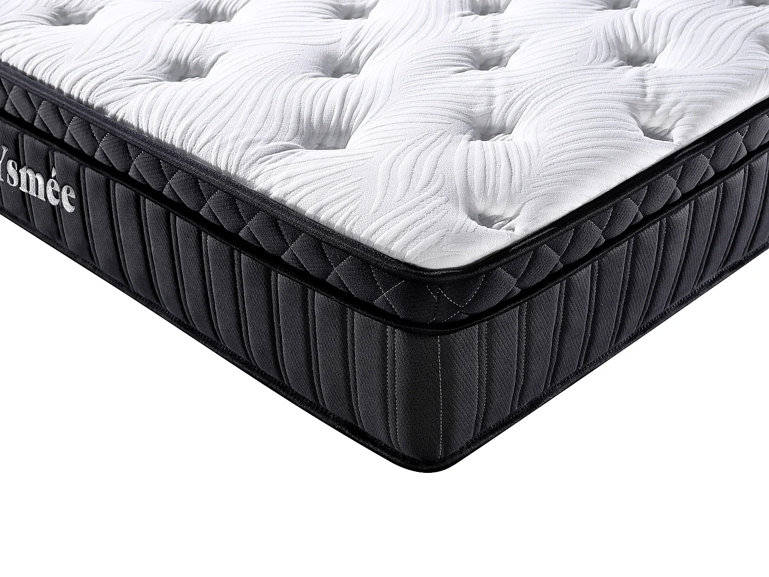 Ensemble 140 x 190 cm sommier coffre naturel clair + matelas hybride ressorts ensachés 5 zones et mémoire de forme ép.30cm - TAVILI de YSMÉE