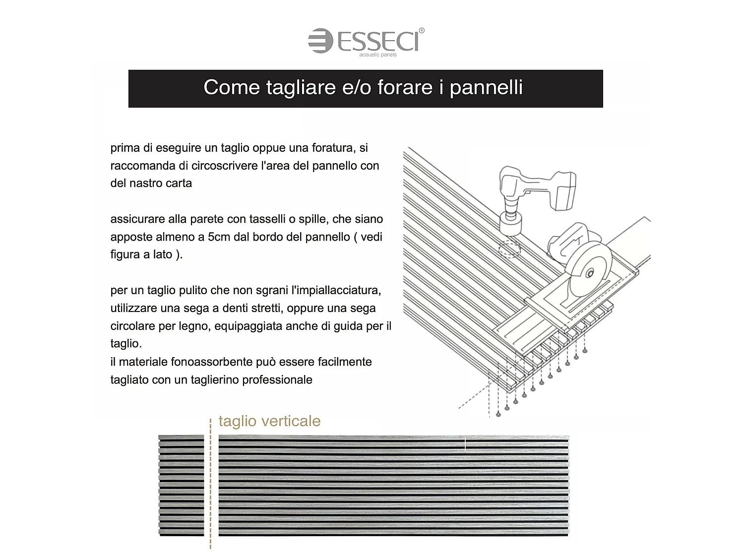Pannelli decorativo dogato fonoassorbente Esseci Noce Naturale 240X60 cm