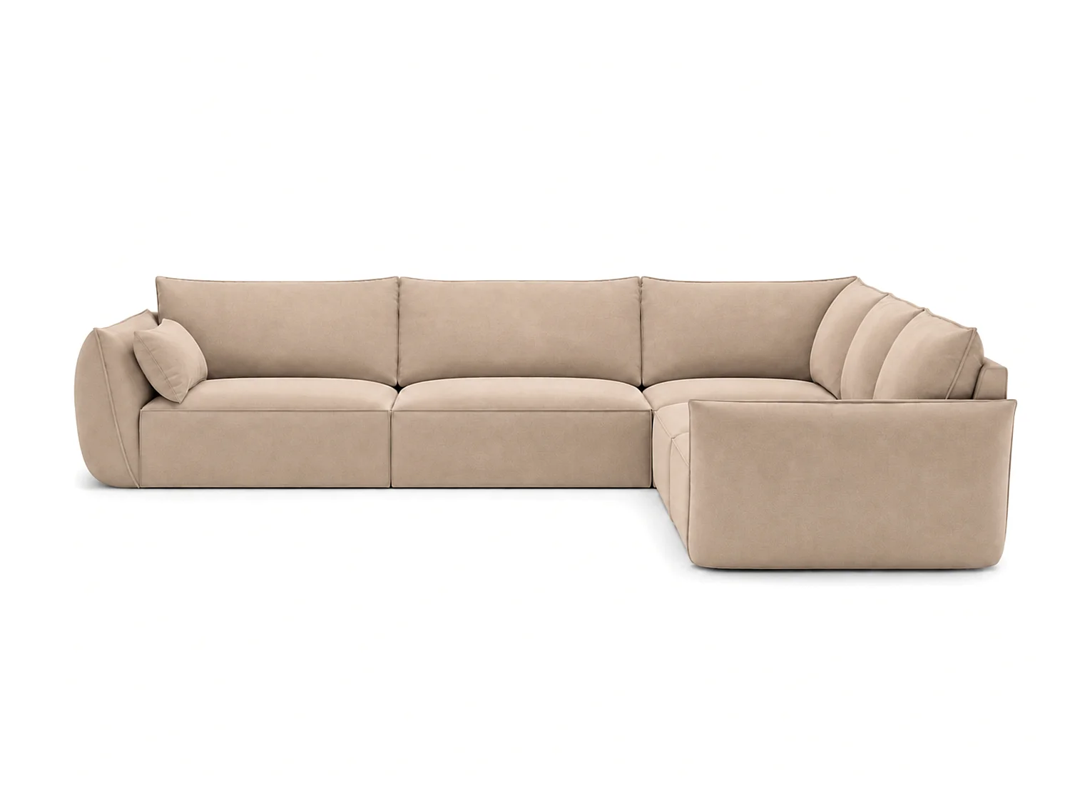 Canapé d'angle 5 places en velours beige MANILA