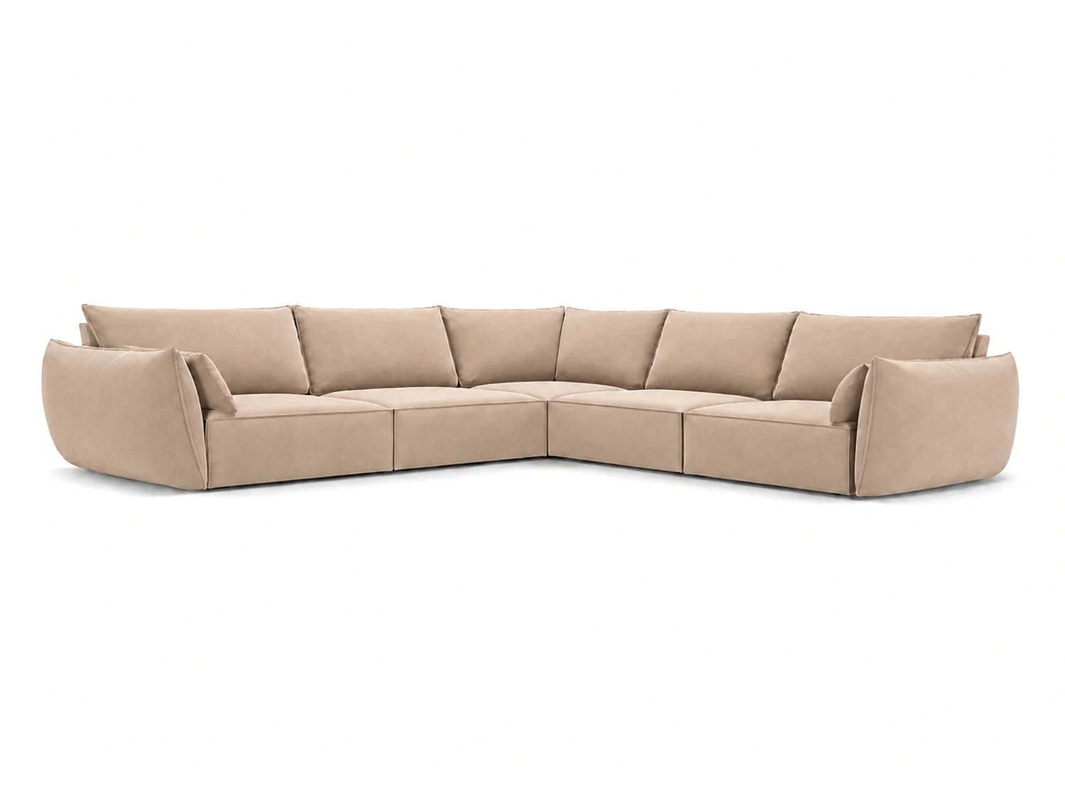 Canapé d'angle 5 places en velours beige MANILA