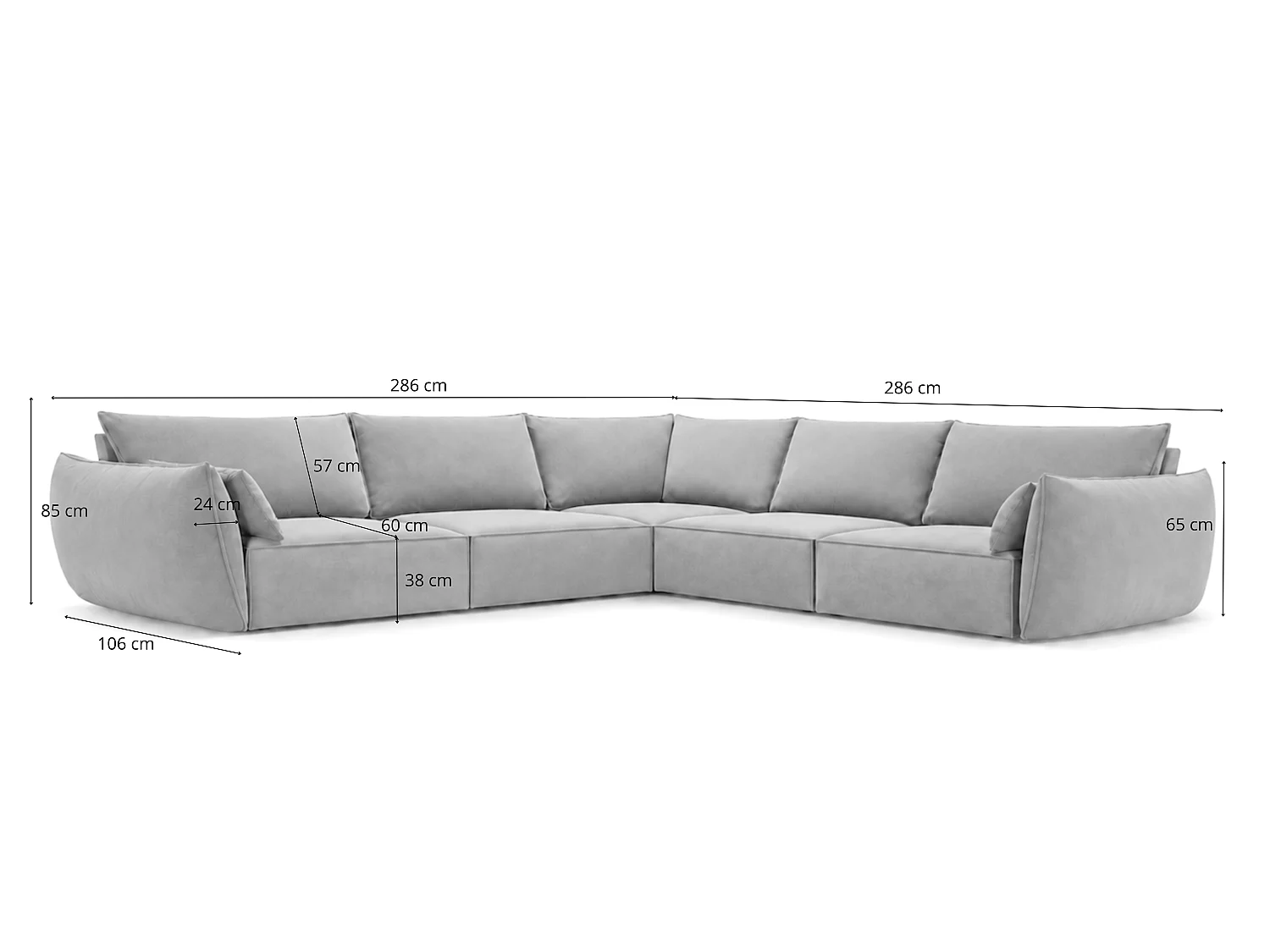 Canapé d'angle 5 places en velours beige MANILA