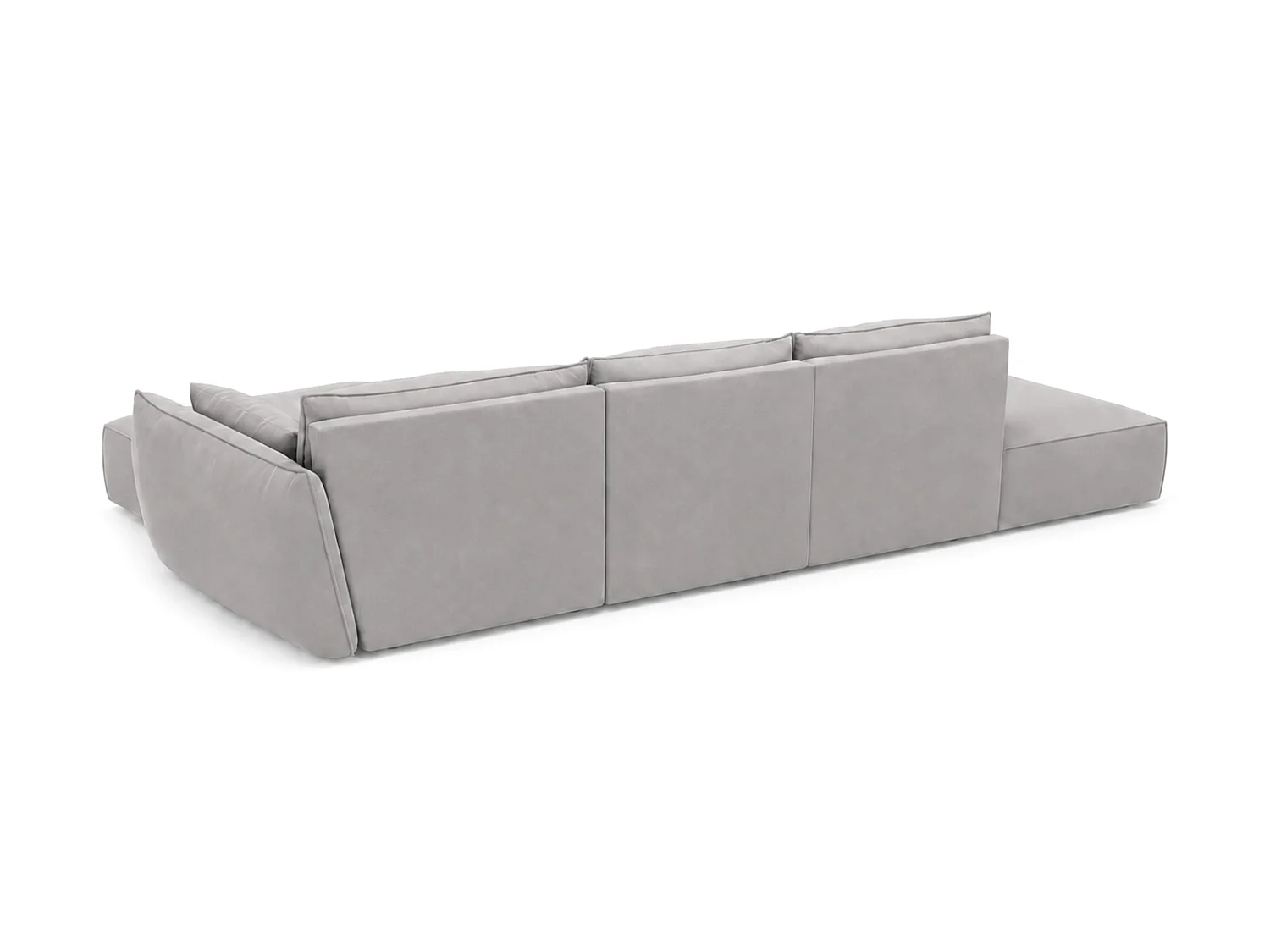 Canapé d'angle droit 4 places avec pouf en velours gris MANILA