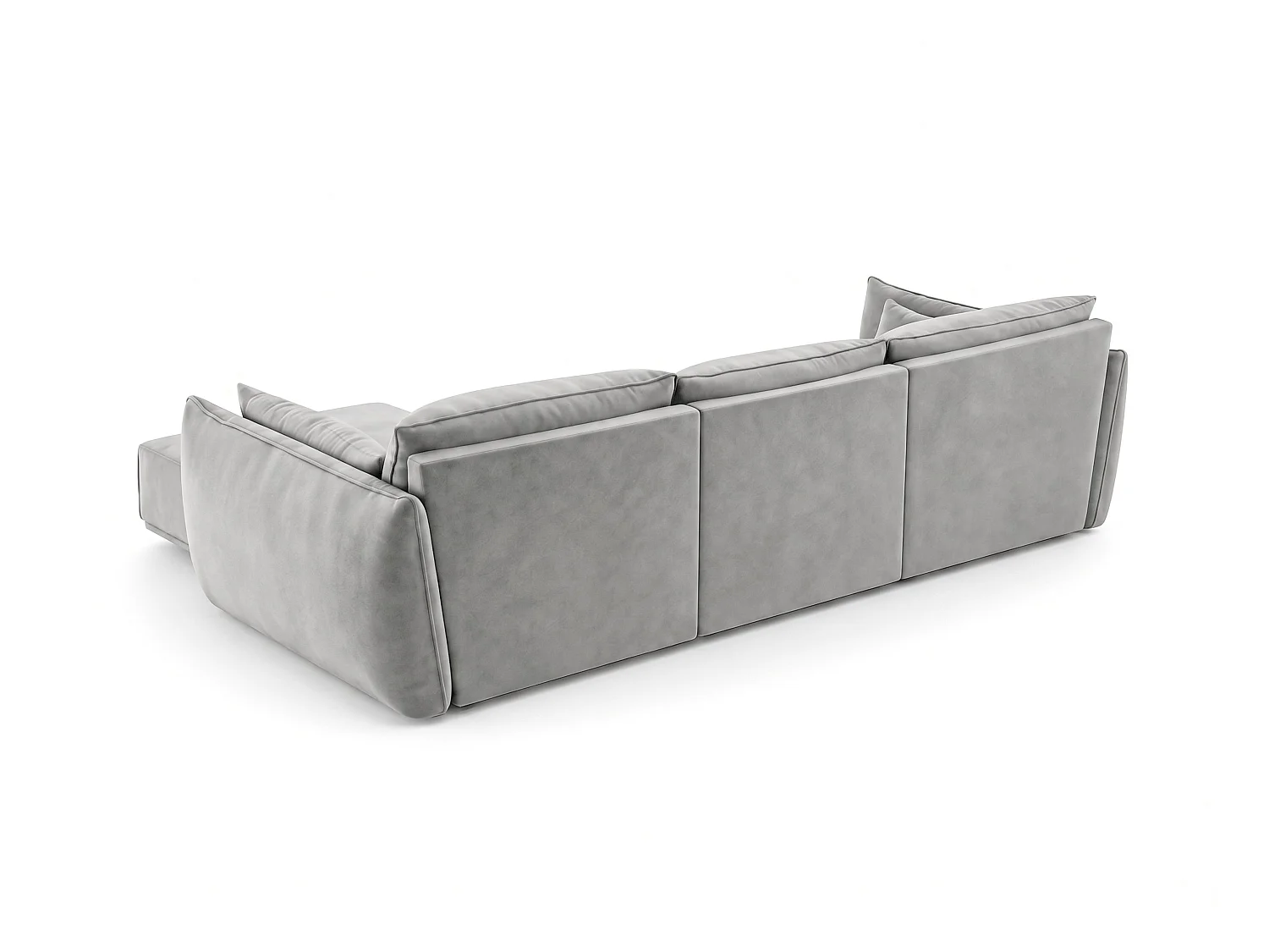 Canapé d'angle droit 4 places en velours gris MANILA