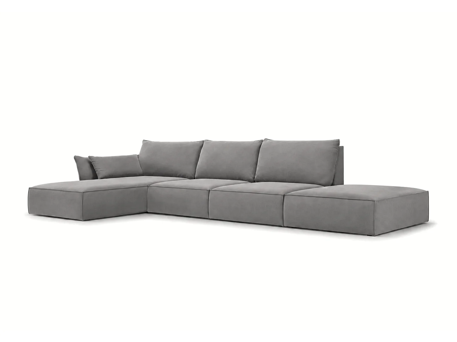 Hoekbank links Cookie met poef 364x171 cm Manila 16 donkergrijs