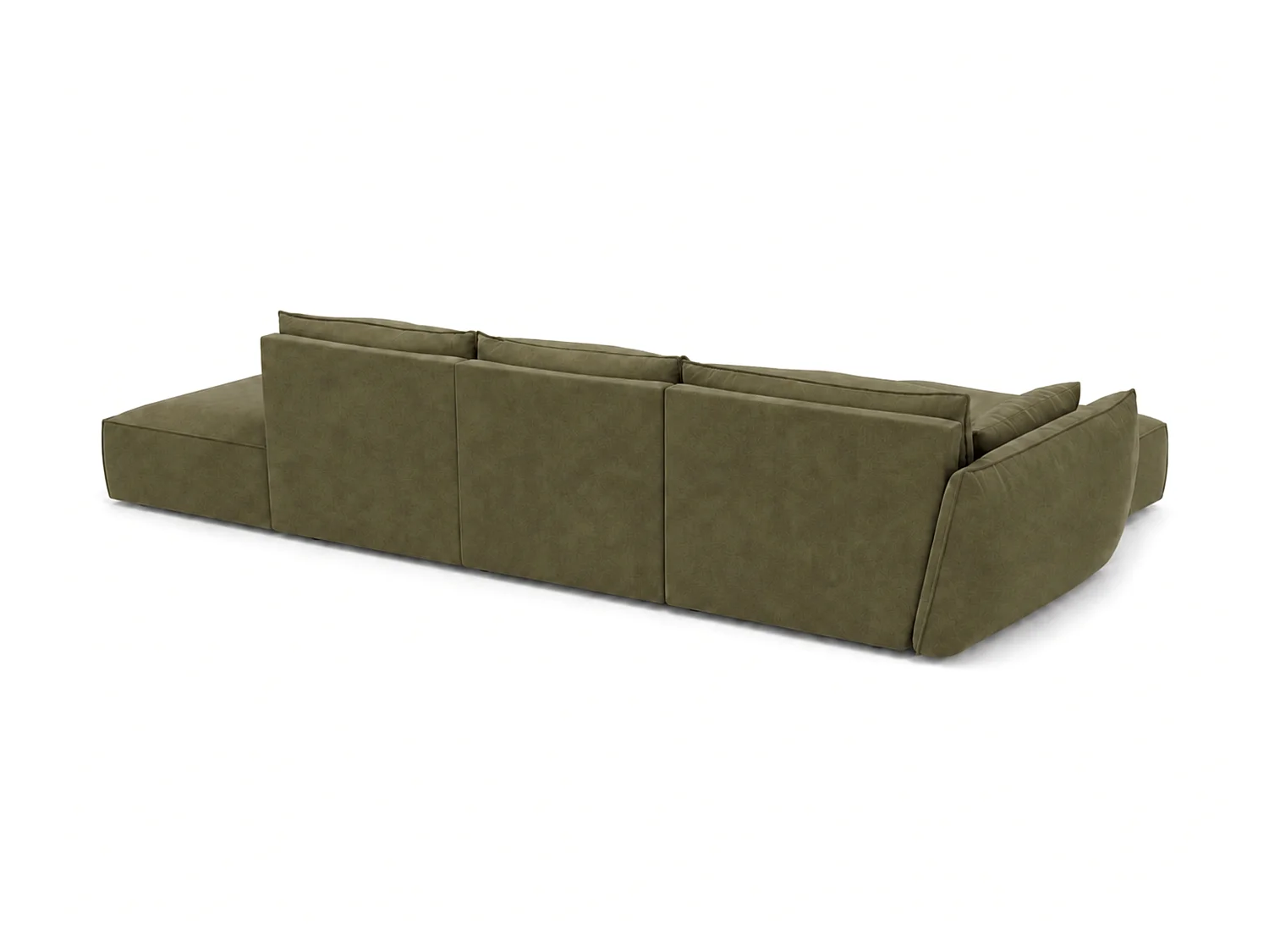 Canapé d'angle gauche 4 places avec pouf en velours vert MANILA