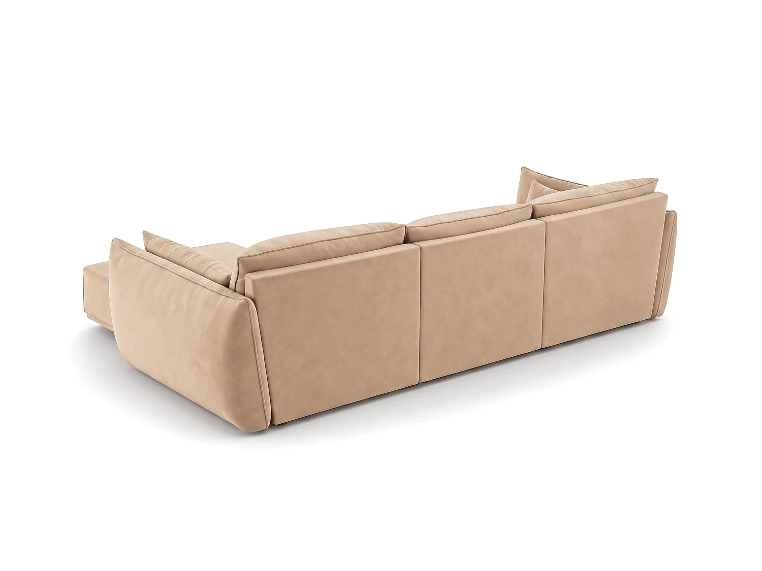 Canapé d'angle droit 4 places en velours beige MANILA