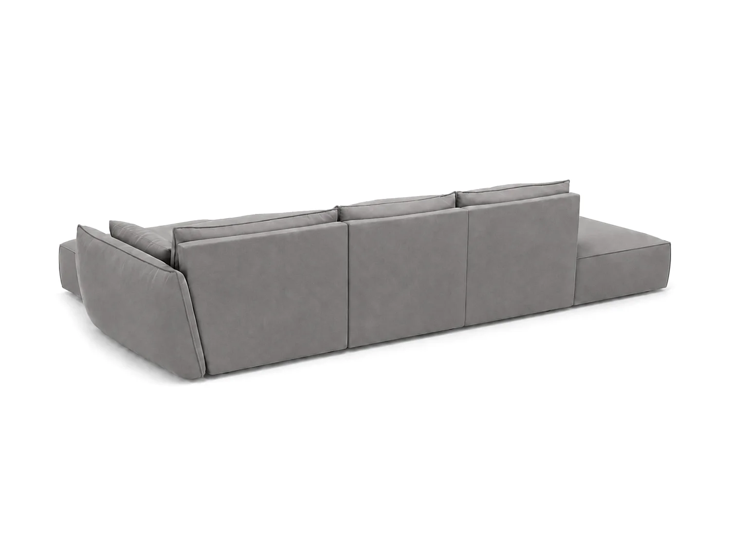 Canapé d'angle droit 4 places avec pouf en velours gris foncé MANILA