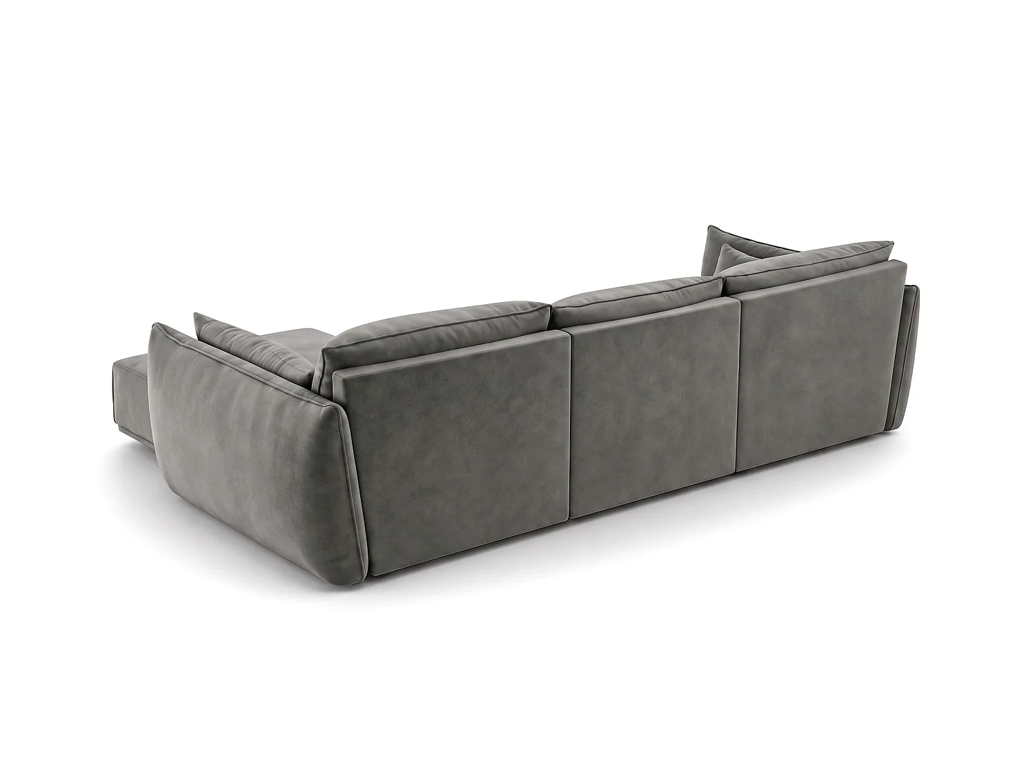Canapé d'angle droit 4 places en velours gris foncé MANILA