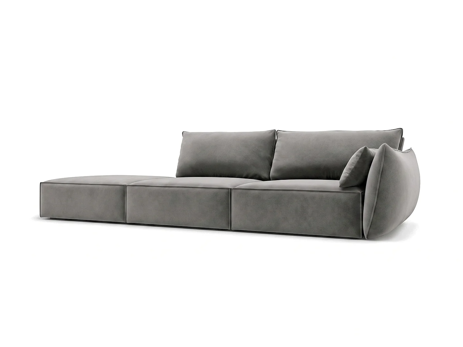 Chaise longue links Cookie 264 x 110 cm Manila 16 donkergrijs